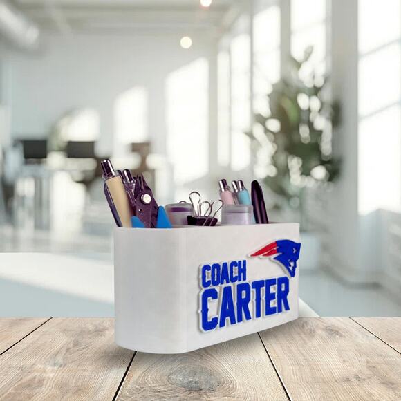 Personalized New England Patriots Desk Organizer, Patriots Office Decor - Picture 2 of 7